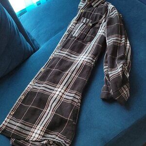 Long sleeve plaid shirt dress